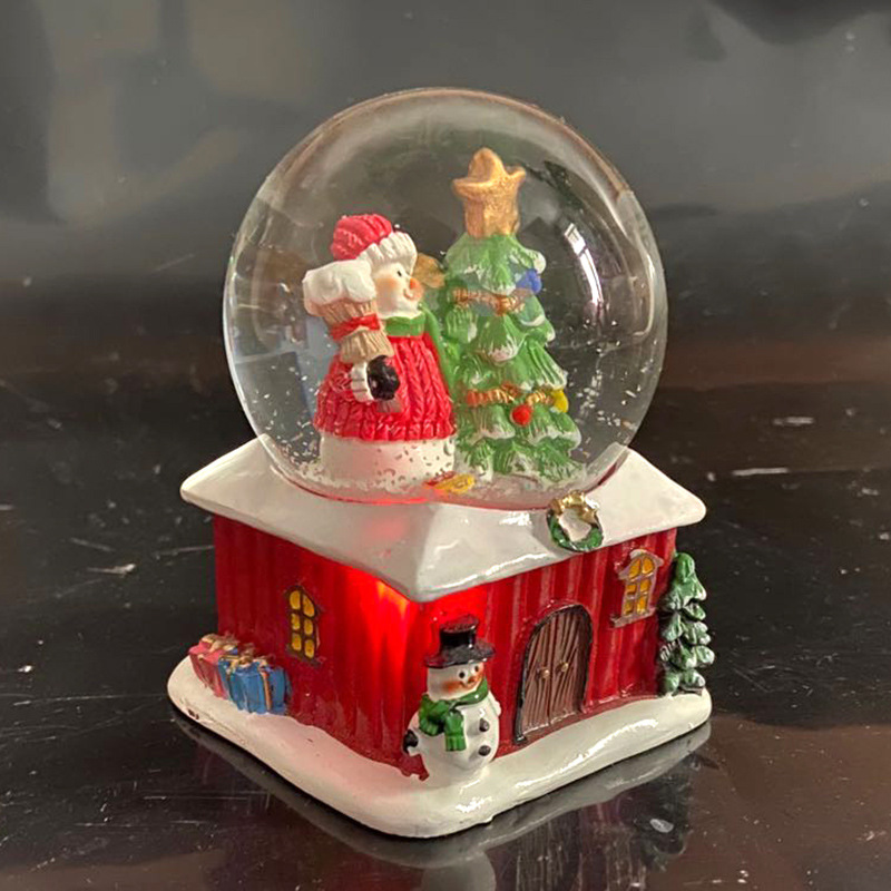 圣诞水晶球圣诞节装饰品发光水晶球七彩闪光飘雪玻璃球礼物礼品