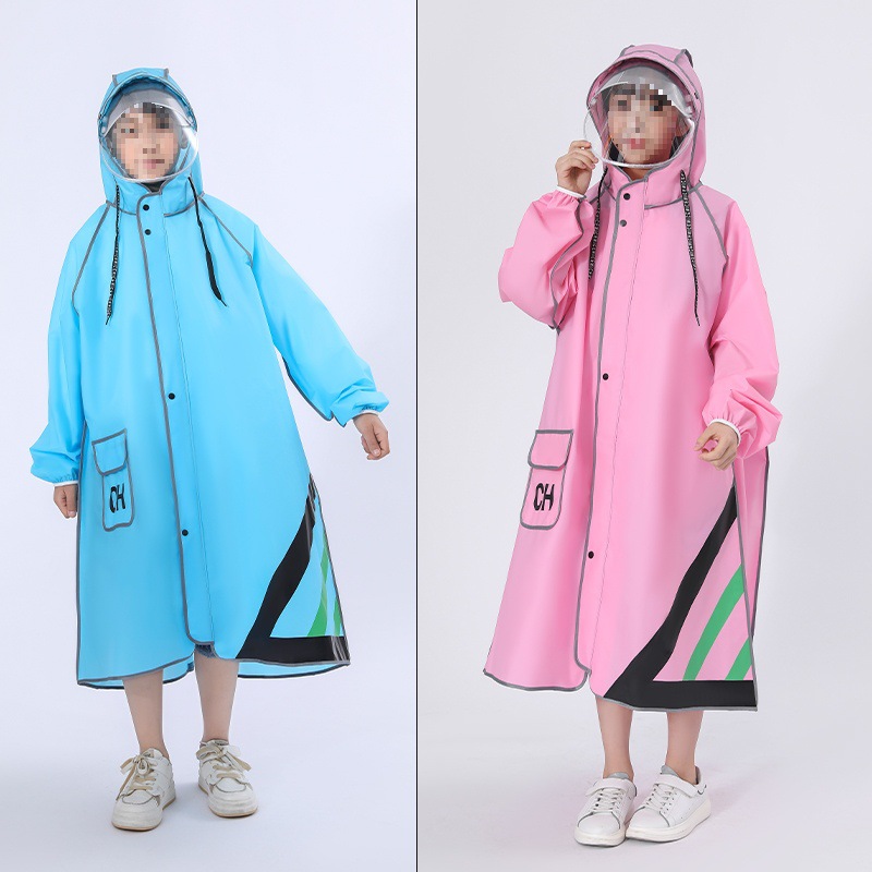 雨衣儿童男孩女孩小学生初中上学带大书包位全身防雨水中大童雨披
