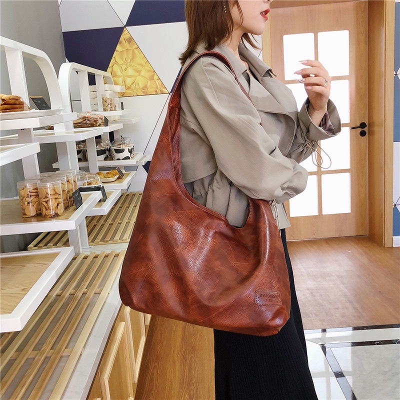 Women's Bag Big Bag 2022 New Casual Shoulder Messenger Bag Soft Leather Women's Bag Cross-Body Bag Fashion Mom Bag Dumpling Bag