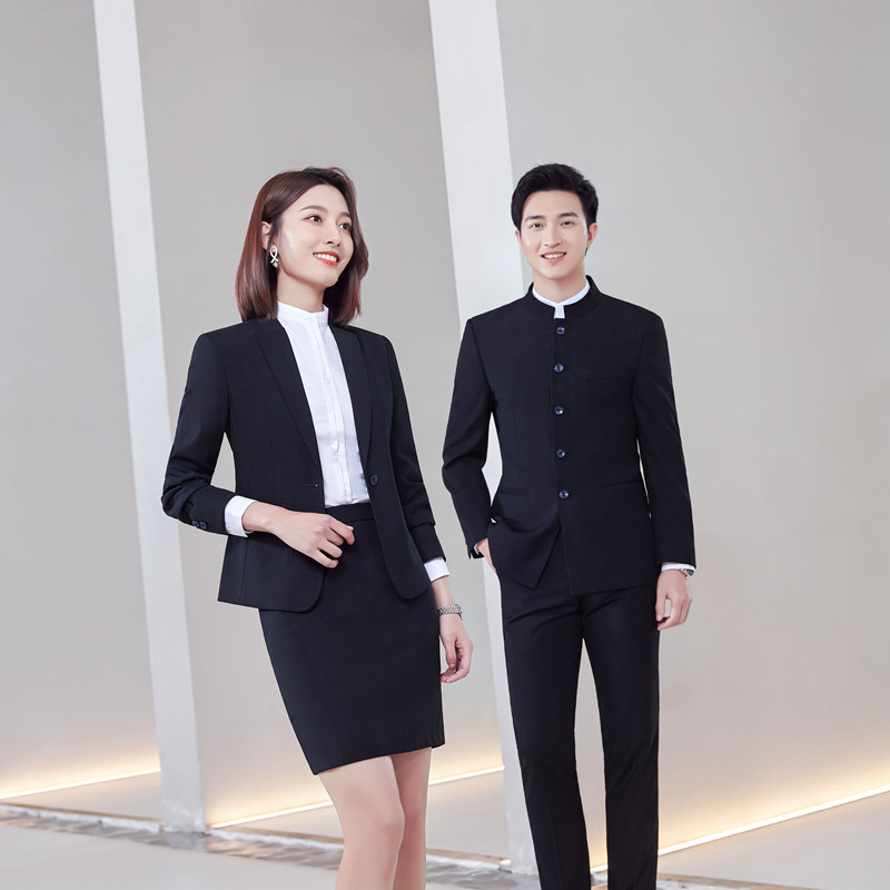 职业装女士中山装男立领西服套装国民风高端老师中式表演毕业制服