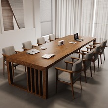 全实木现代简约会议桌椅组合培训办公长条大型桌子长桌工作台1062