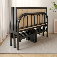 折叠床单人家用实木简易床出租房双人铁床加固成人午睡1.2米小床