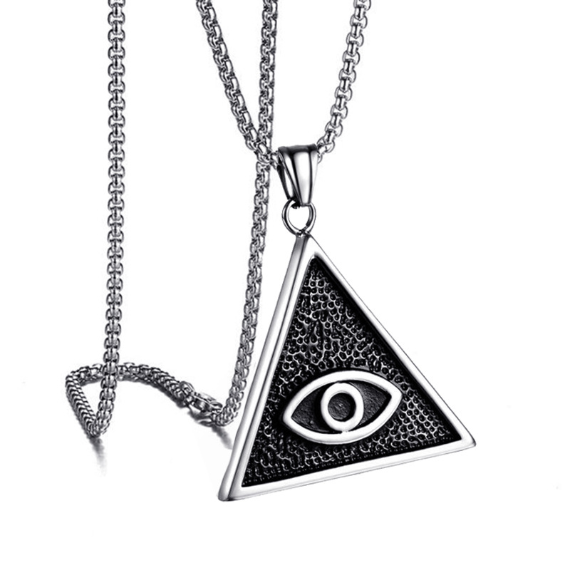 速卖通热卖荷鲁斯上帝之眼欧美钛钢项链恶魔之眼朋克潮人吊坠