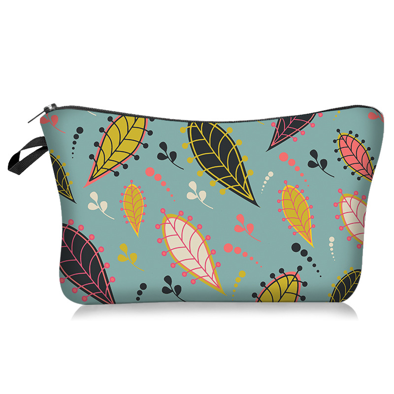 Cross-Border New Arrival Colorful Flower Leaf Series Cosmetic Bag Daisy INS Style Handheld Storage Wash Bag Lazy Portable Travel Bag