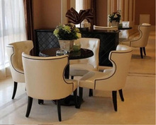 欧式新古典餐椅实木布艺沙发椅 现代简约餐厅酒店家具椅子餐桌椅