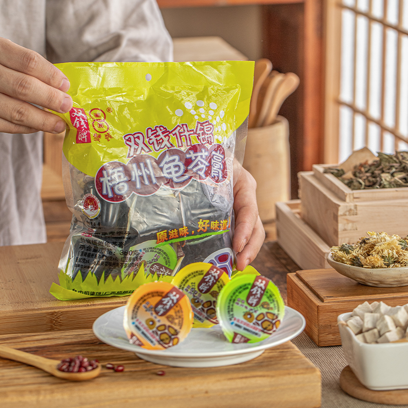 广西梧州特产双钱什锦龟苓膏非果冻袋装啫喱杯360g*4袋装休闲零食