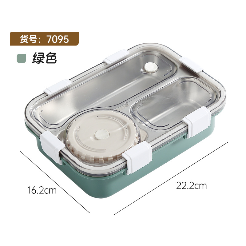 Nordic Minimalist Style Compartment with Soup Bowl Lunch Box 304 Stainless Steel Sealed Lunch Box Student Packed Lunch Lunch Box