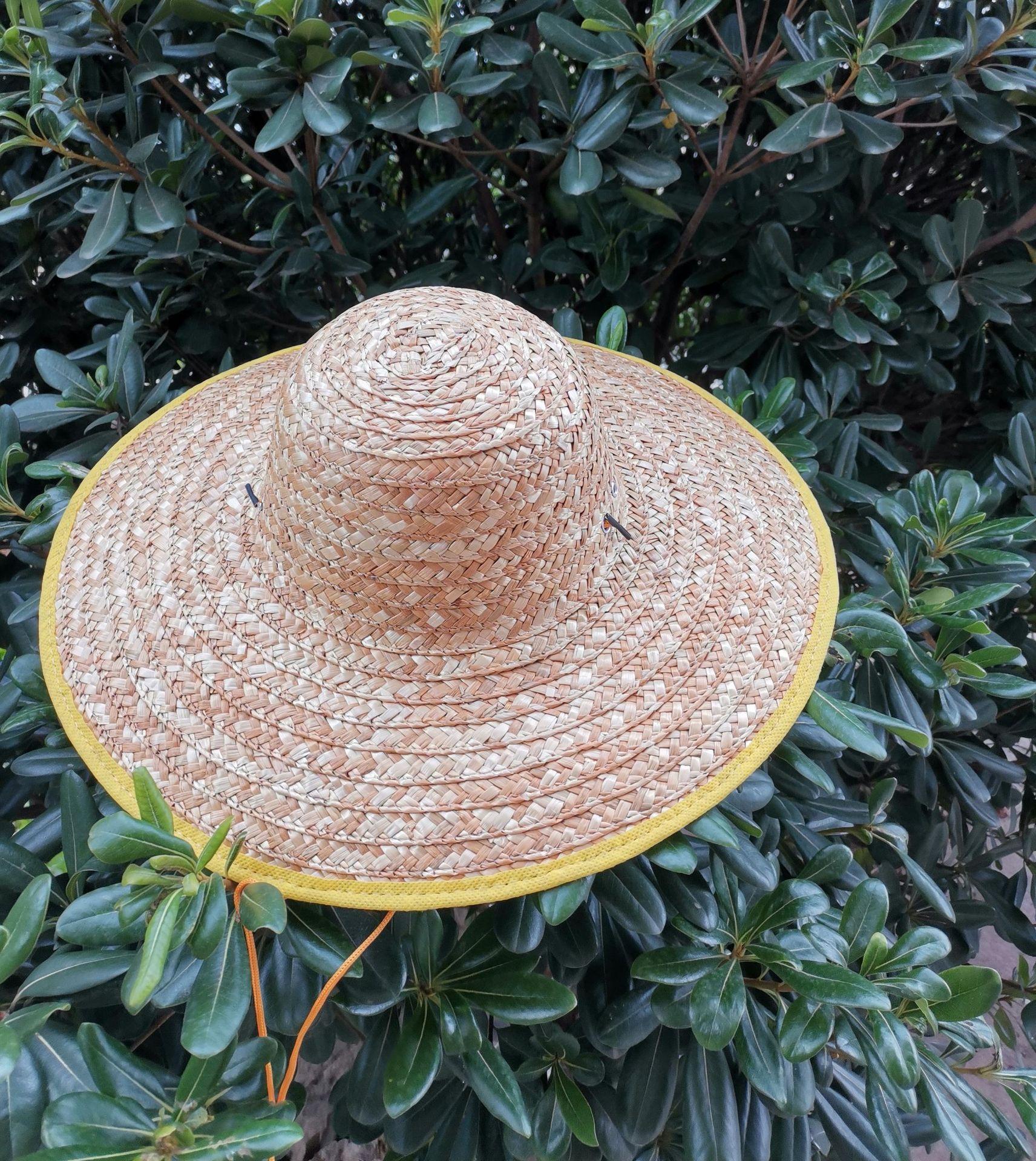 麦杆原色包边草帽遮阳大草帽农民干活遮阳草帽42公分