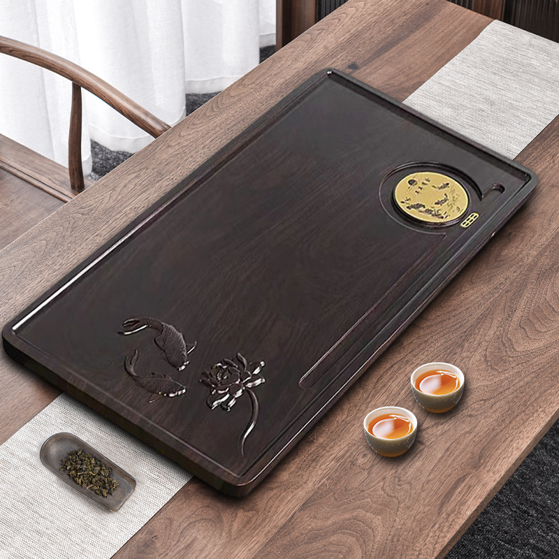 茶盘实木厂家直供家用茶托盘办公室茶盘子浮雕新中式茶海小型茶台