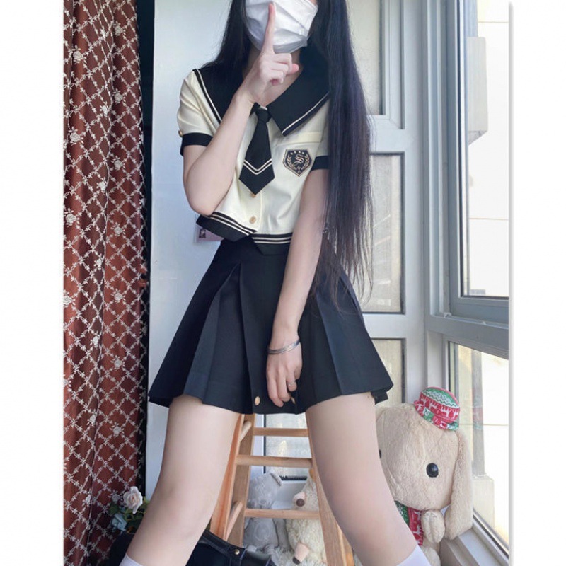 夏季新款日系学院风短款水手服上衣半身裙短裙jk套装女潮-阿里巴巴