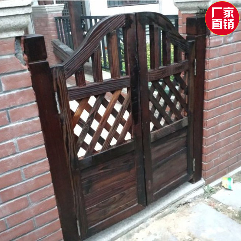 防腐木门花园栅栏门庭院网格篱笆门室外户外围栏门家用实木双开门