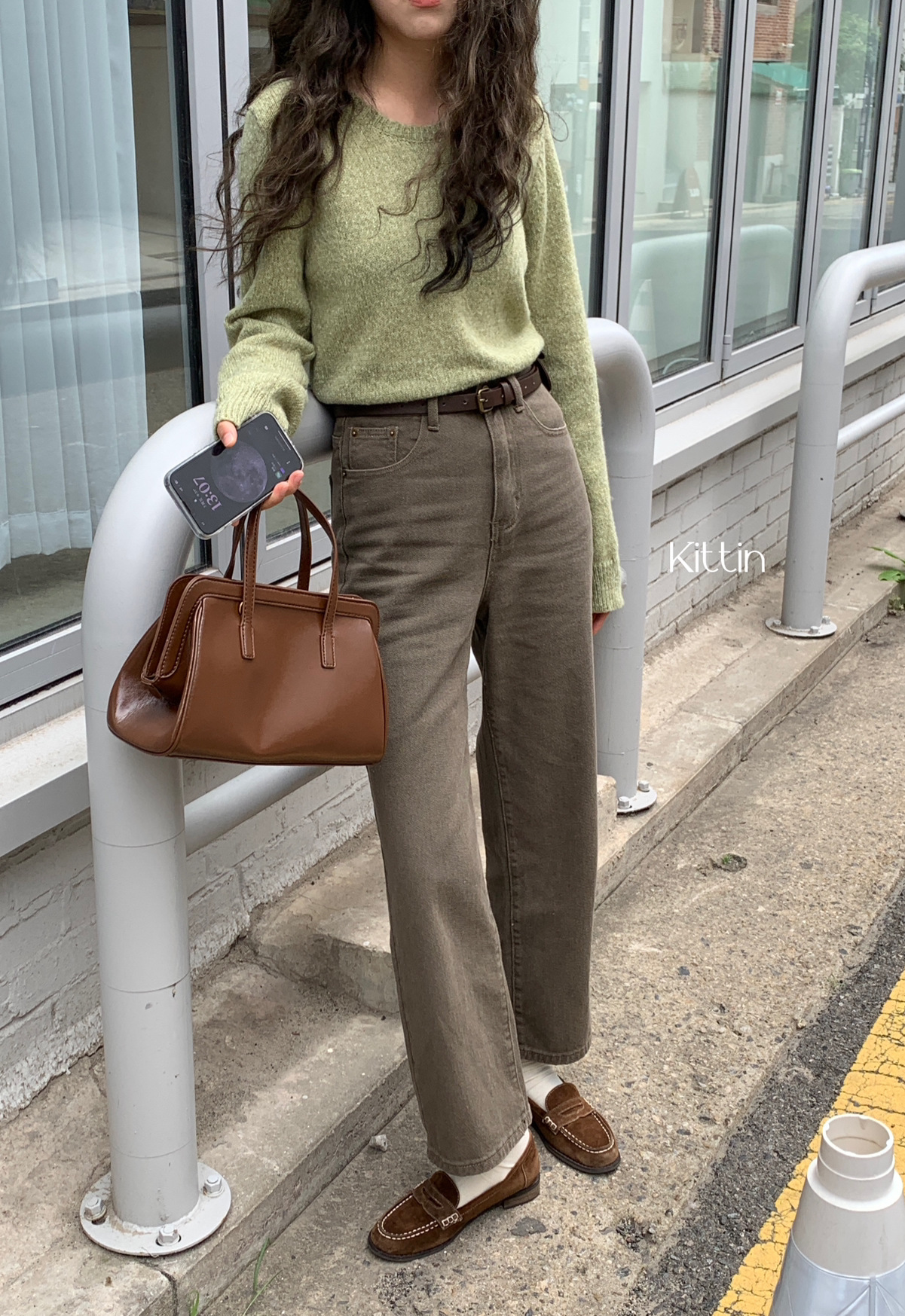 Kittin Korean Style Versatile Loose Jeans Women's Autumn Clothing High Waist Slimming Pear Shapes Straight Casual Pants