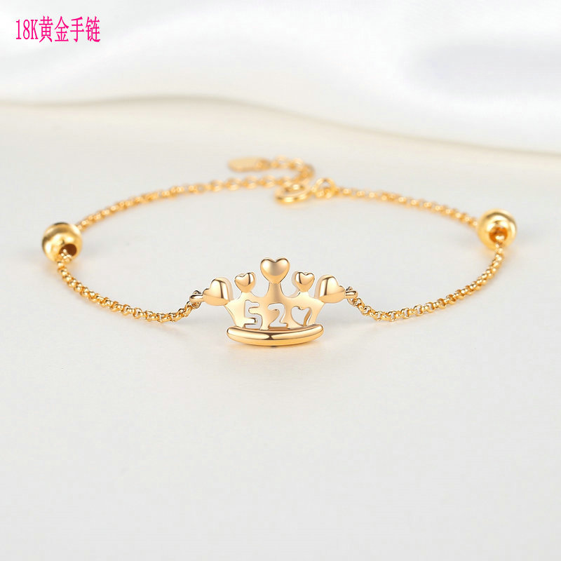 18k金手链 小清新 k黄金手链 女士手链 金手链批发