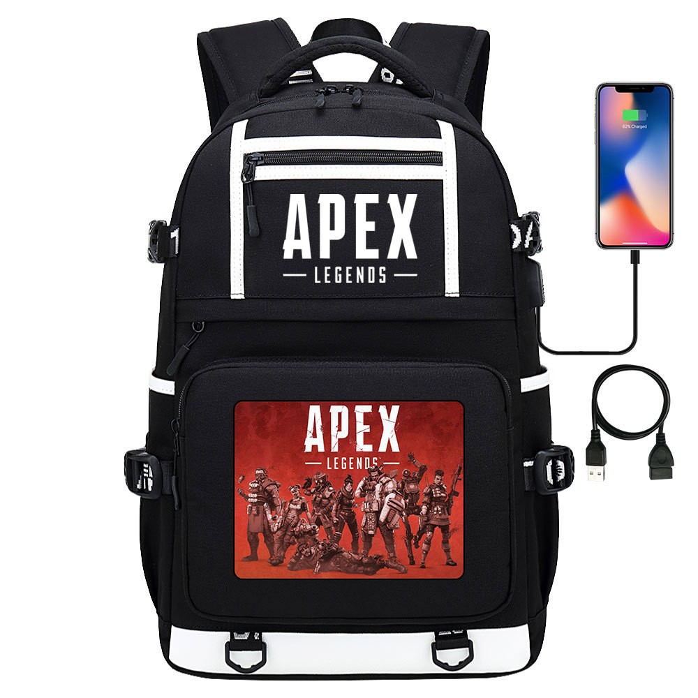 游戏apex英雄印花usb青少年学生书包男女双肩背包休闲旅行包