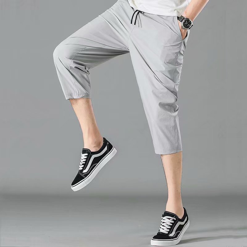 七分裤子男夏季新款韩版潮流运动裤宽松直筒灰色男士大码休闲裤潮