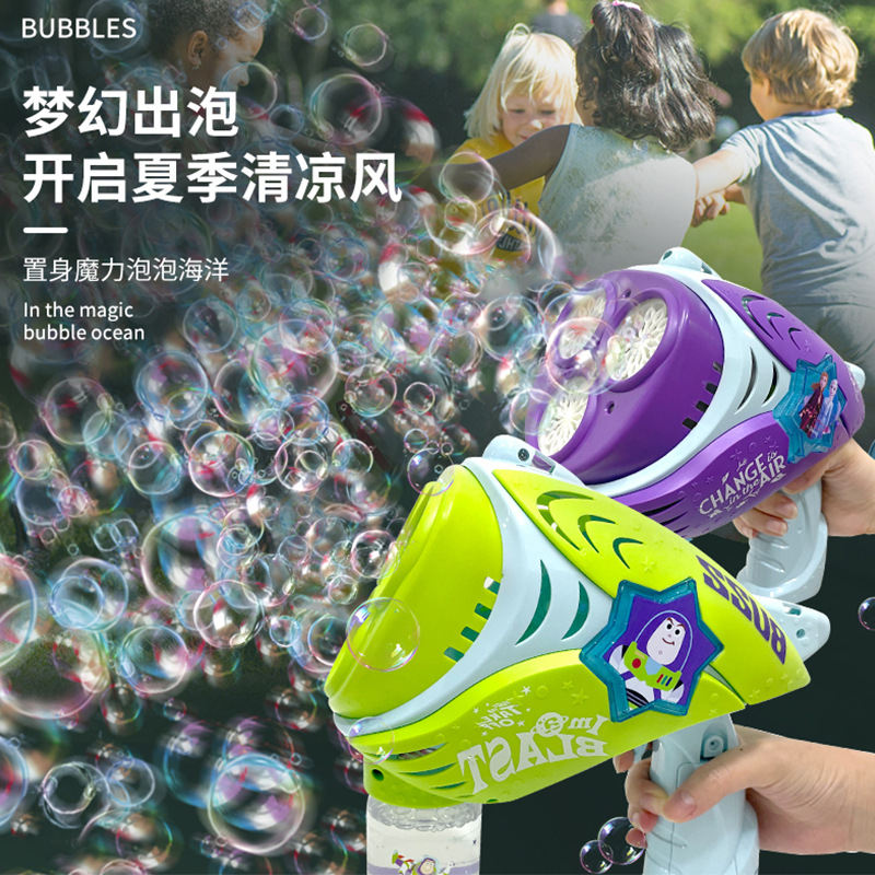 Genuine Disney Ice and Snow Bass Light Year Porous Bubble Machine Automatic Bubble Gun Internet Celebrity Bubble Machine One Piece Dropshipping