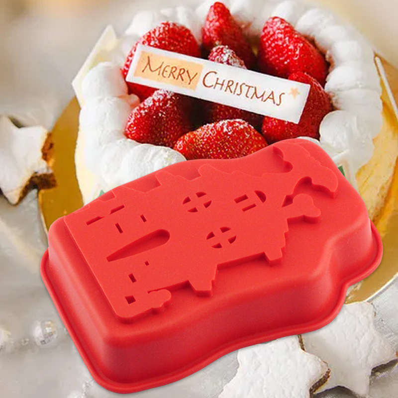 Christmas Series Silicone Christmas Wooden House Mold Baking Tray Christmas Children Baking Tool Snowman Snow House Baking Mold