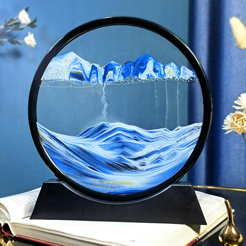 3D Landscape Quicksand Painting round Glass Crafts Hourglass