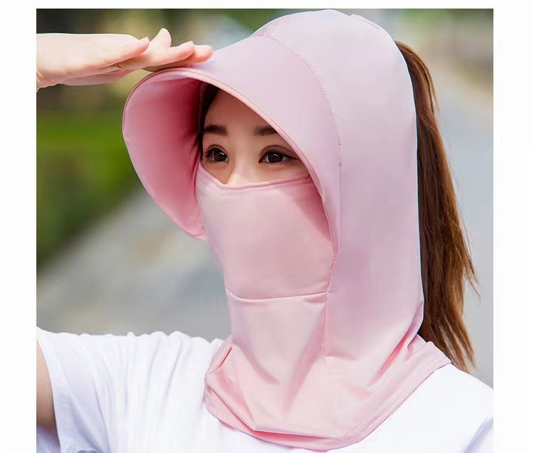 Outdoor Sun Hat Ice Silk Sun Protection Neck Protection Hat Women's Big Brim Lightweight Breathable Ice Silk Material Windproof and Dustproof