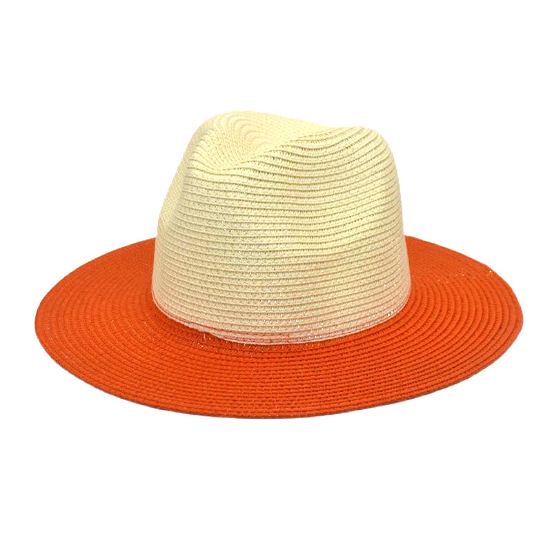 Cross-Border New Arrival Fashion Stitching Straw Hat Men and Women British Outdoor Travel Sun Protection Sun Hat with Wide Brim Two-Color Straw Hat