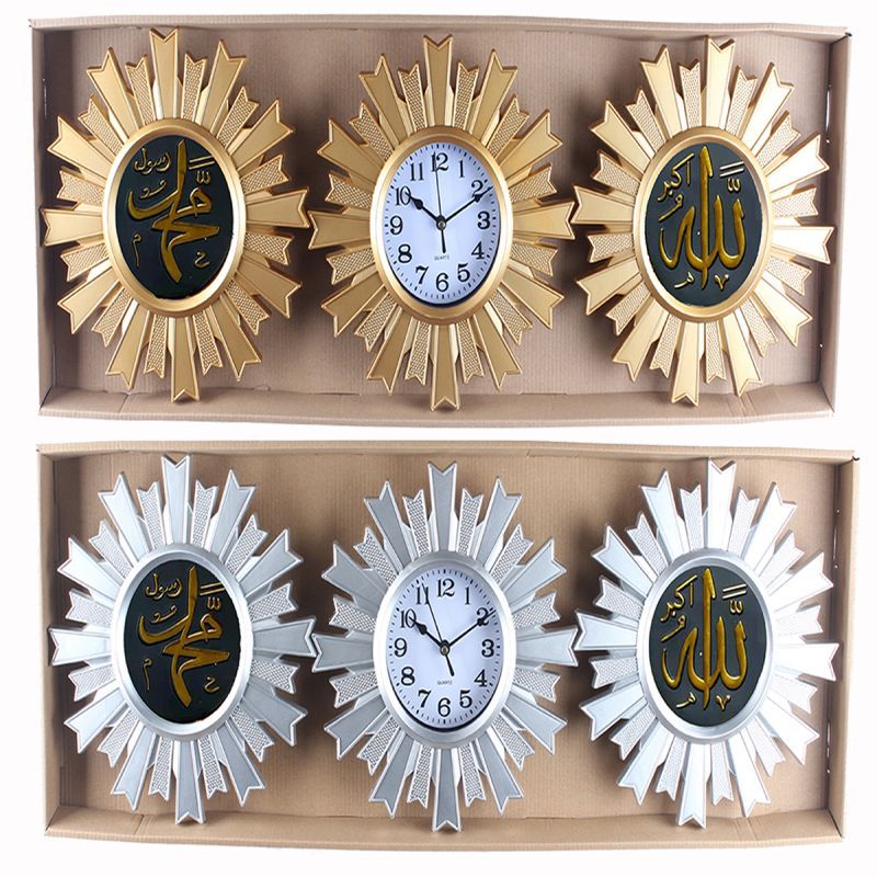 European and American Aven Gilding Living Room Wall Clock Household Clock Sofa Background Wall Clock Modern Minimalist Wall Clocks Triple Wall Clock