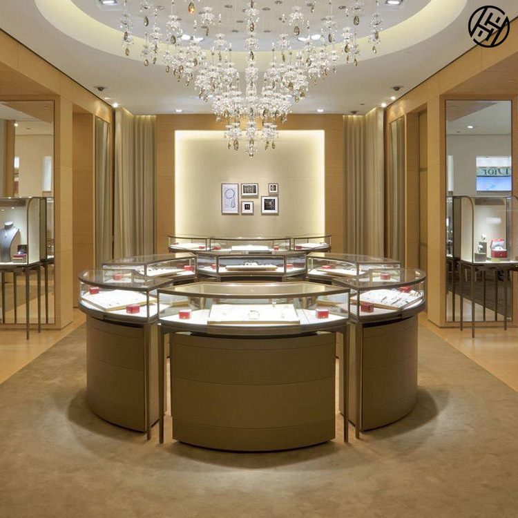 商场奢侈品珠宝玻璃柜台展示柜带灯异形手表展示柜首饰珠宝展柜厂