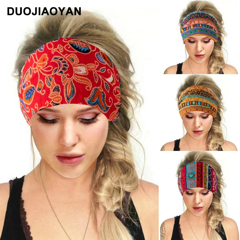 23 Years New Fashion African Print Stretch Hair Band Wide Brim Fitness Antiperspirant Sweat Absorbing Sports Hair Band for Women Wholesale