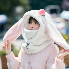 冬季新款加厚保暖兔子帽可爱搞怪毛绒绒套头帽卡通保利防寒滑雪帽