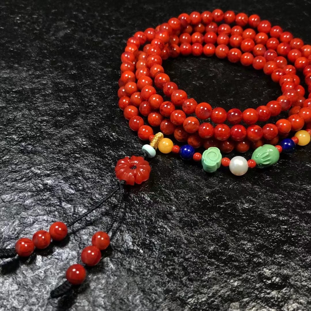 天然川料南红佛珠批发 4圈手链直径4.