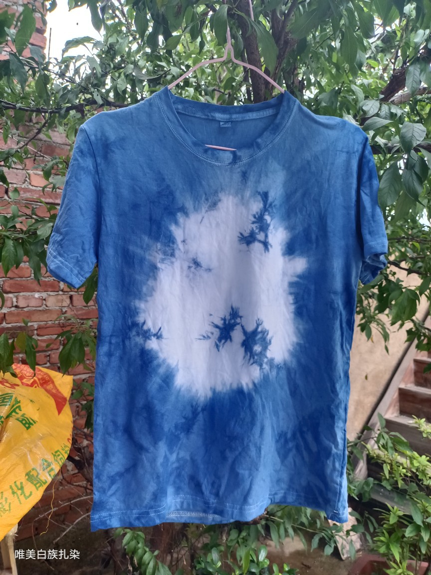 白族扎染儿童短袖手工扎染儿童t恤植物板蓝根染色原创手作