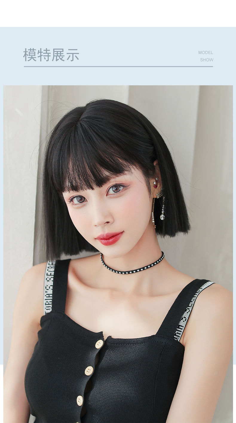 假发女修脸一刀切漫画齐刘海bobo头减龄短发全头套自然时尚假发