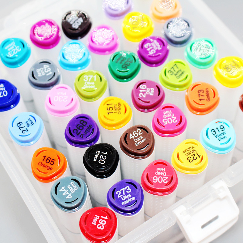 初晨509双头马克笔绘画套装美术勾线笔记号笔学生涂鸦笔 12-60色