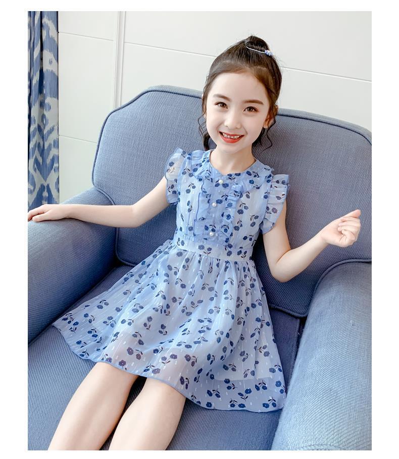 女童连衣裙夏装2022新款韩版儿童装夏季裙子女大童洋气雪纺公主裙
