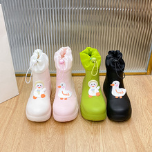 韩系女鞋雨靴中筒增高休闲雨鞋耐磨加高防水口轻便胶鞋套筒工作