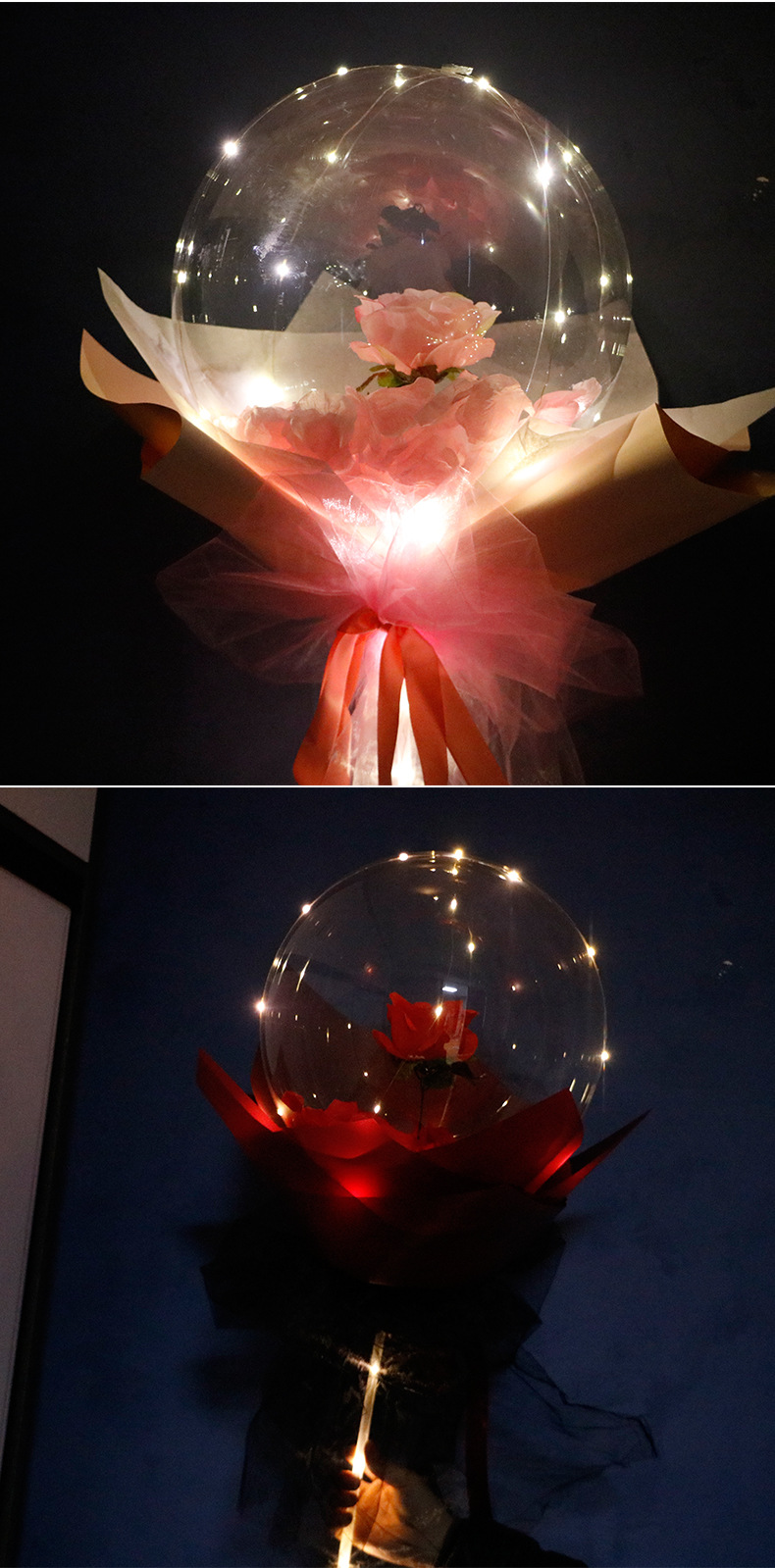 网红发光波波球玫瑰花花束情人节夜市摆地摊批发货源七夕情人节