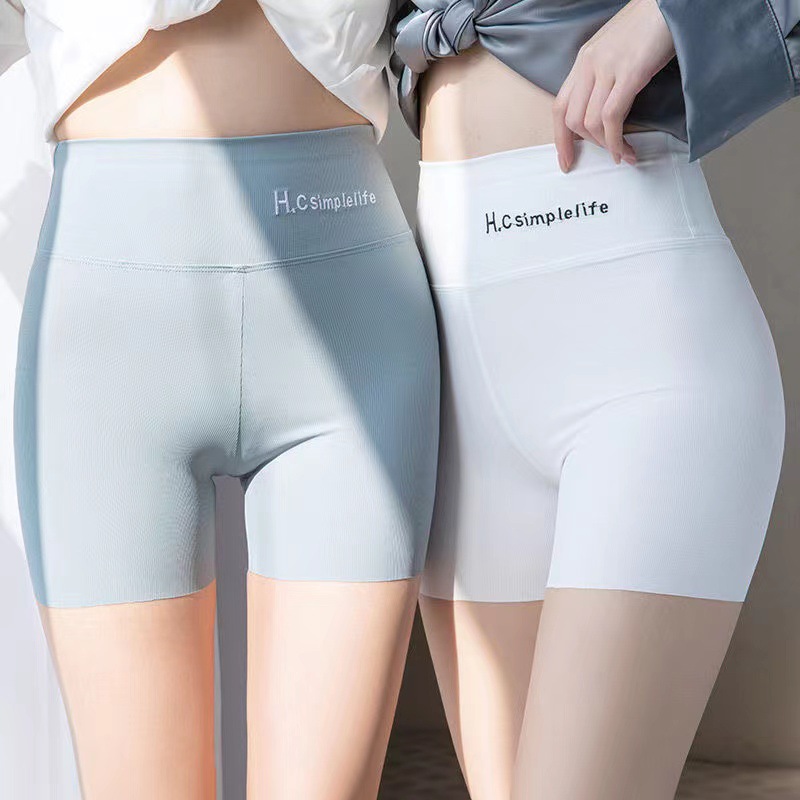 冰丝安全裤女夏季透气防走光不卷边紧身收腹胖mm大码外穿打底短裤