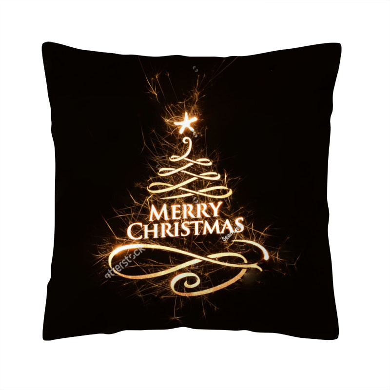 Amazon 2022 Cross-Border Hot Selling Christmas Pillow Cover Home Black Gilding Throw Pillowcase Living Room Sofa Cushion