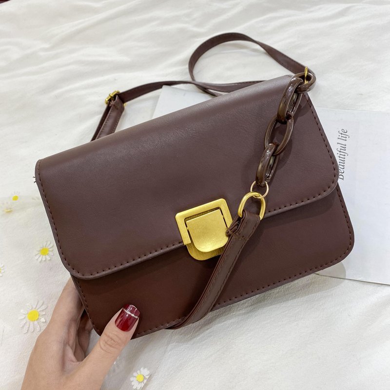 Spring 2021 New Crossbody Bag Retro Shoulder Bag Trendy Fashion Twist Lock Underarm Women's Bag Simple Small Square Bag