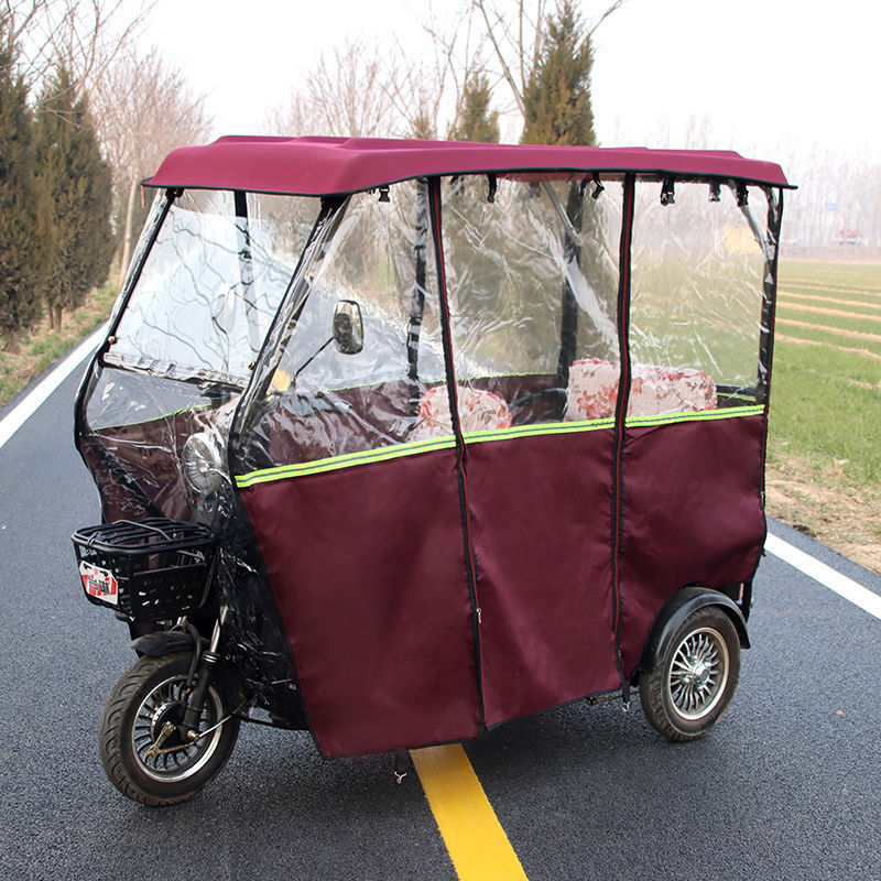 电动三轮车雨棚车篷雨蓬全封闭透明车棚休闲小巴士双层挡雨棚隔热