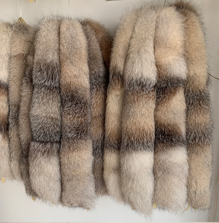 狐狸大帽条进口银兰狐狸毛领北面羽绒服皮草毛领大鹅款仿狼毛领子
