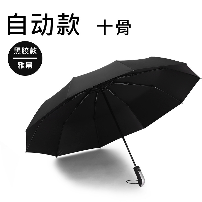One-Click Opening and Closing Full-Automatic Business Folding Large Steel Rib Umbrella Printable Advertising Logo Dual-Use for Both Sunny and Rainy
