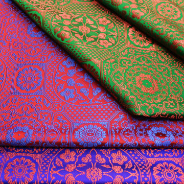 唐装旗袍童装蒙古袍舞台民族服装绸缎手工布料提花织锦缎丝绸面料