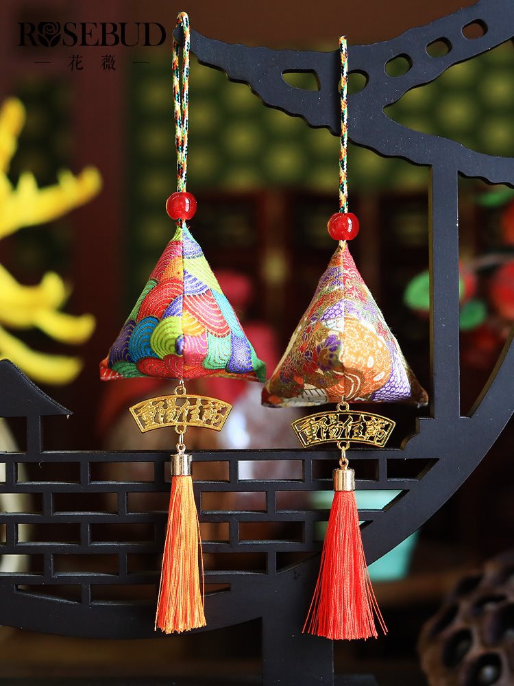 茱萸香囊重阳节艾叶香囊香包商场活动装饰手工茱萸挂件粽子型刺绣