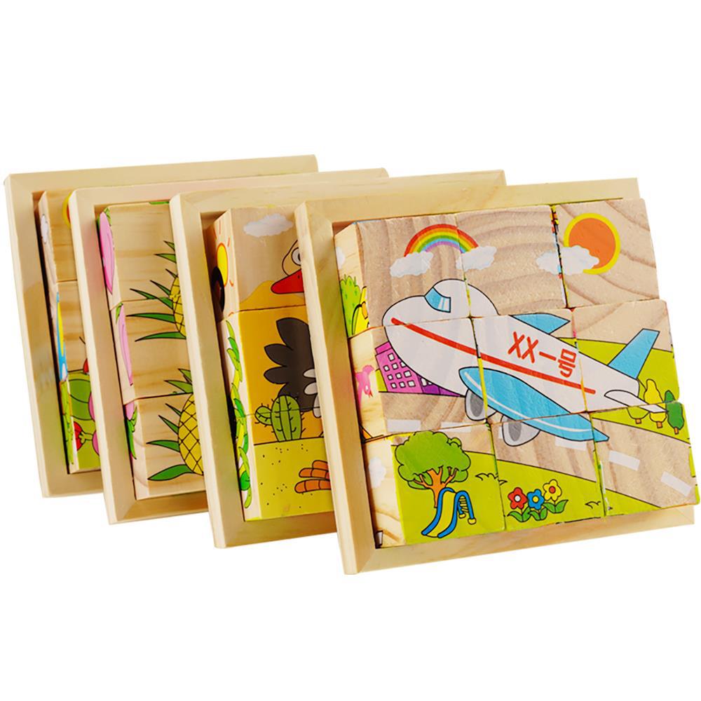 9粒儿童六面体画拼图木质3d立体积木制早教益智幼儿宝宝玩具