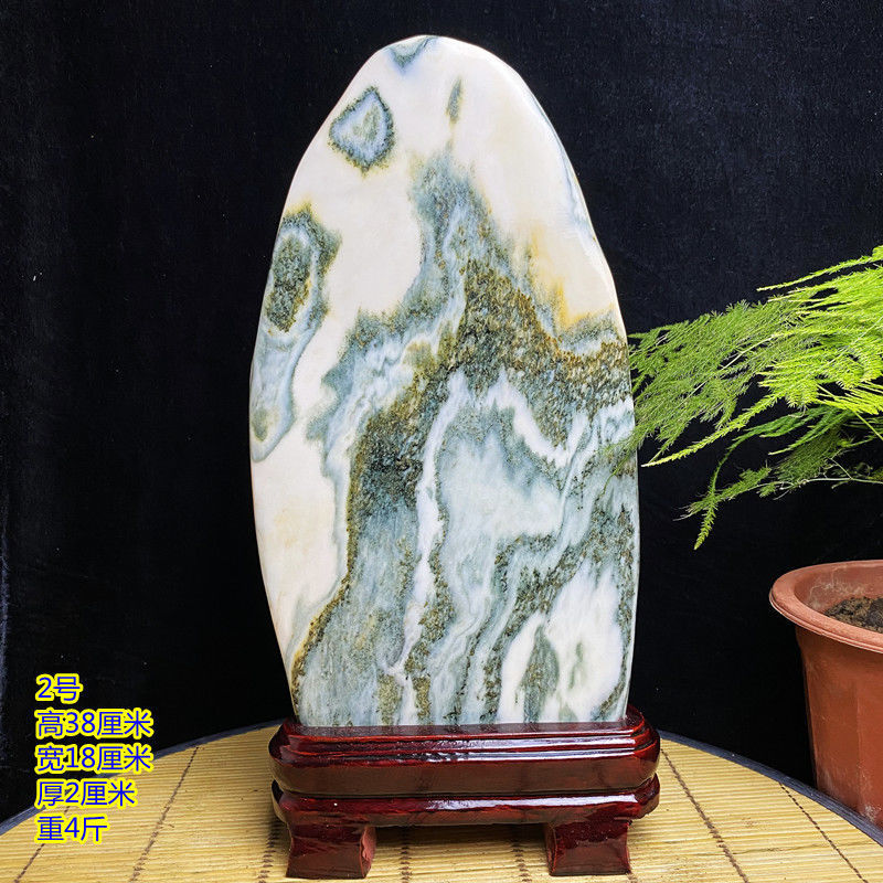 奇石玉石摆件山水国画石原石家居摆件客厅玄关摆件财纳福