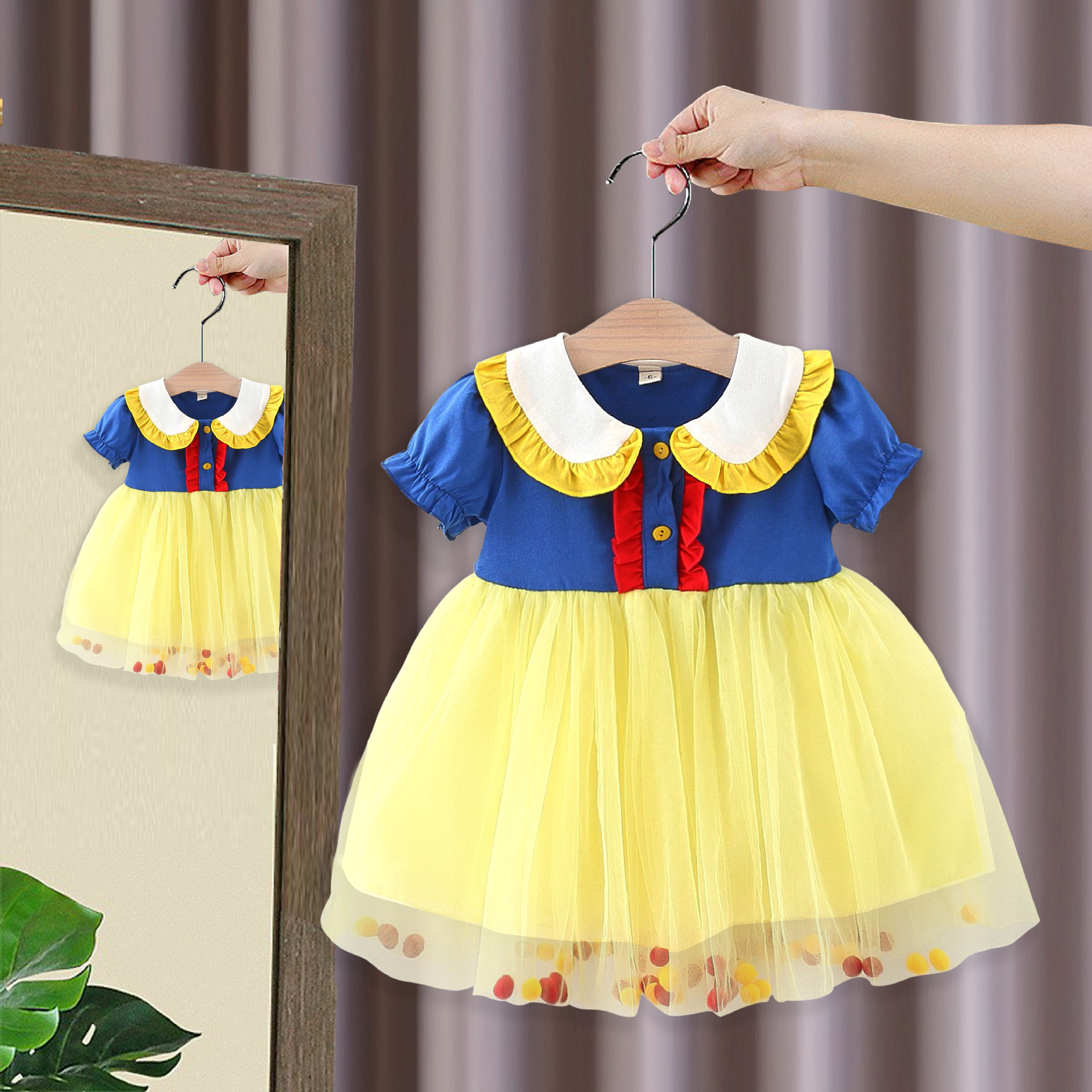 儿童连衣裙女童夏季短袖公主裙女宝宝洋气可爱衣服童装裙子4774