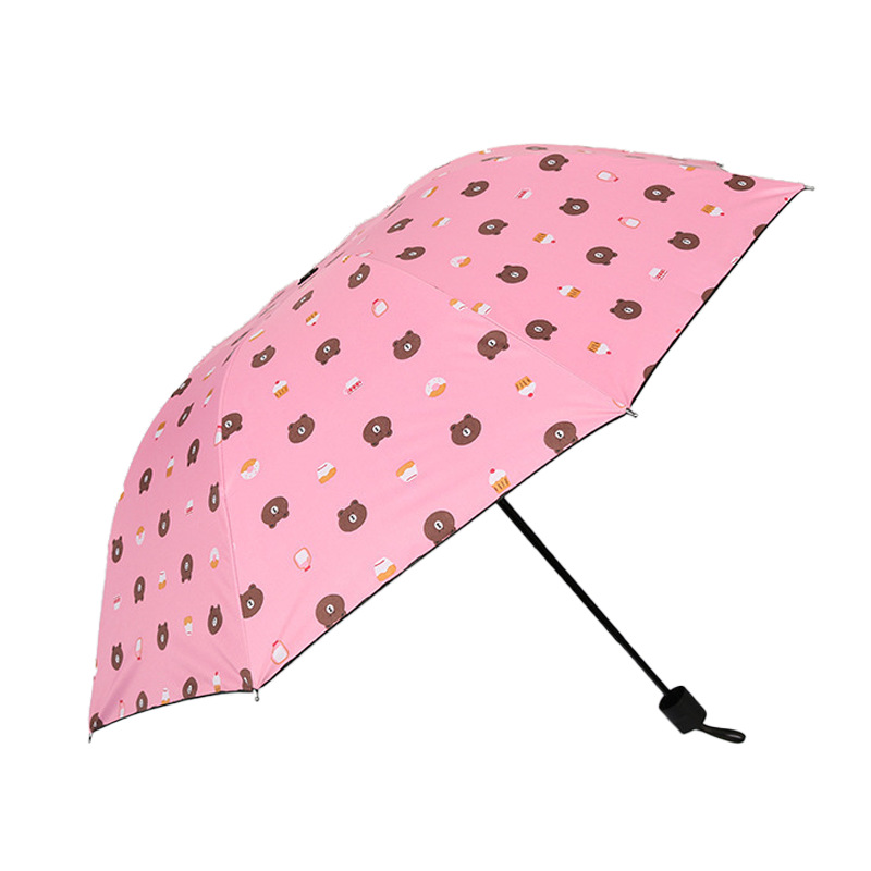 Full-Automatic Bear Umbrella Vinyl Sun Protective Umbrella Three Folding Sun Umbrella Children's Umbrella Wholesale