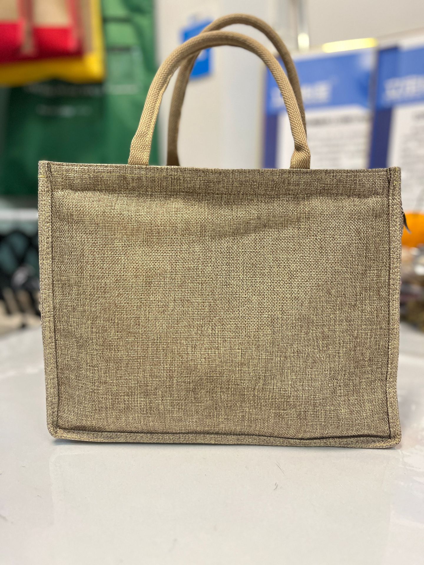 Linen Handbag Fashion Outing Beach Bag Student Book Carrying Waterproof Office Worker Lunch Box Linen Bag Canvas Bag