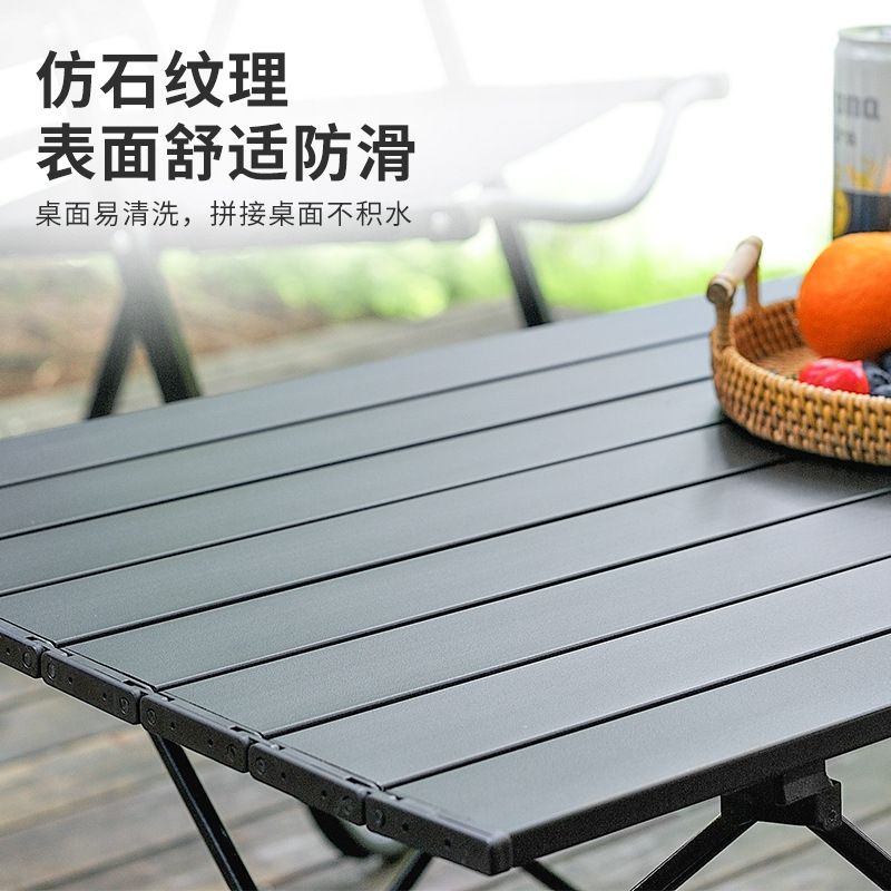 Outdoor Folding Table Aluminum Alloy Picnic Table and Chair Portable Egg Roll Table Camping BBQ Table Suit Camping Equipment