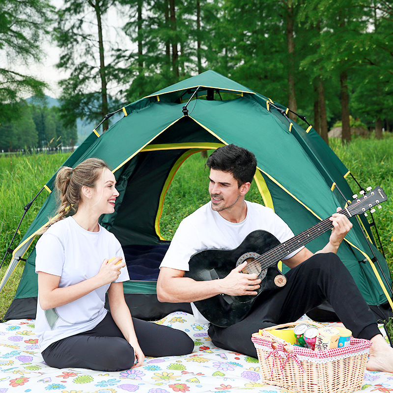 Tent Outdoor 3-4 People Automatic Double 2 Single Household Rainproof Camping Outdoor Thickened Rainproof Camping Tents